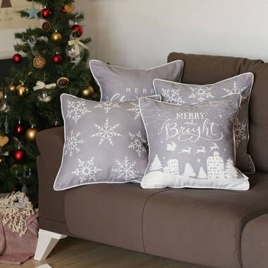 Grey store christmas pillows